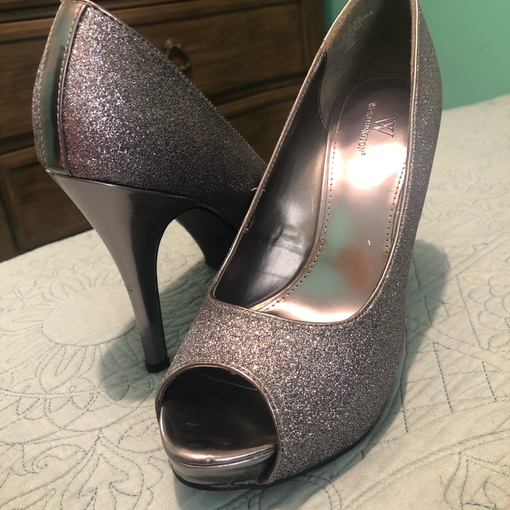 Silver Glitter Heels